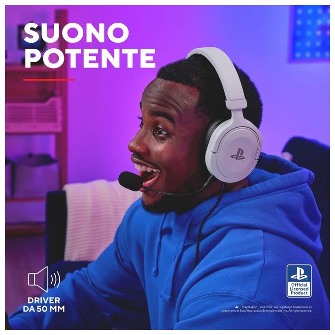 Trust Gaming GXT 498W Forta Cuffie Ecosostenibile PS5 e PS4 con Licenza Ufficiale PlayStation 5 Over-Ear Cavo da 1.2mt Microfono Staccabile Jack Audio 3.5mm Bianco