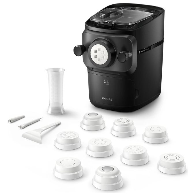 Philips Macchina per la pasta Serie 7000, Bilancia integrata, HR2665-96, Nero, 10 trafile