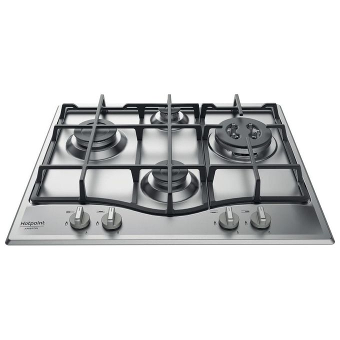 Hotpoint Ariston PCN 641 TIX Piano Cottura a Gas 4 Fuochi Griglie in Ghisa Bruciatore Tripla Corona 60 cm Acciaio Inox