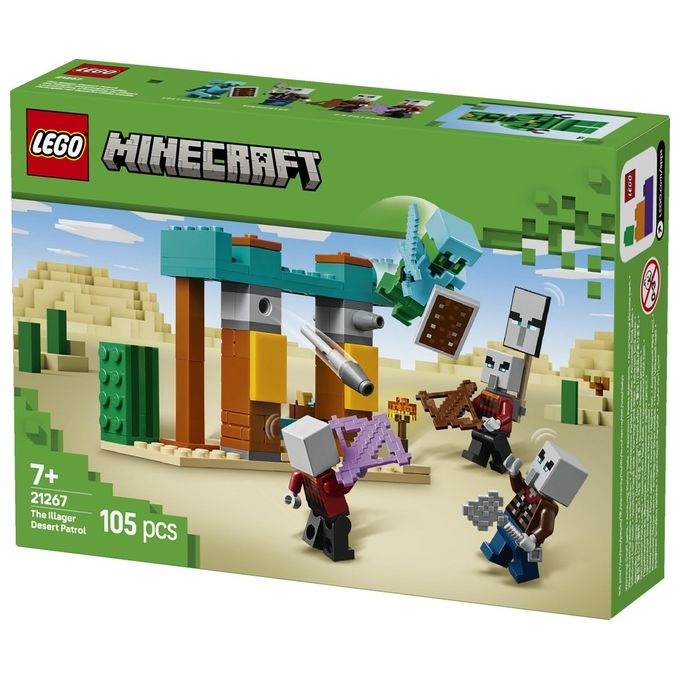 LEGO Minecraft Pattuglia nel Deserto della Bestia Gioco di Ruolo per Bambini e Bambine da 7 Anni in su con 4 Personaggi del Videogioco Funzione Spara Missili Armi Giocattolo e Tesoro 21267