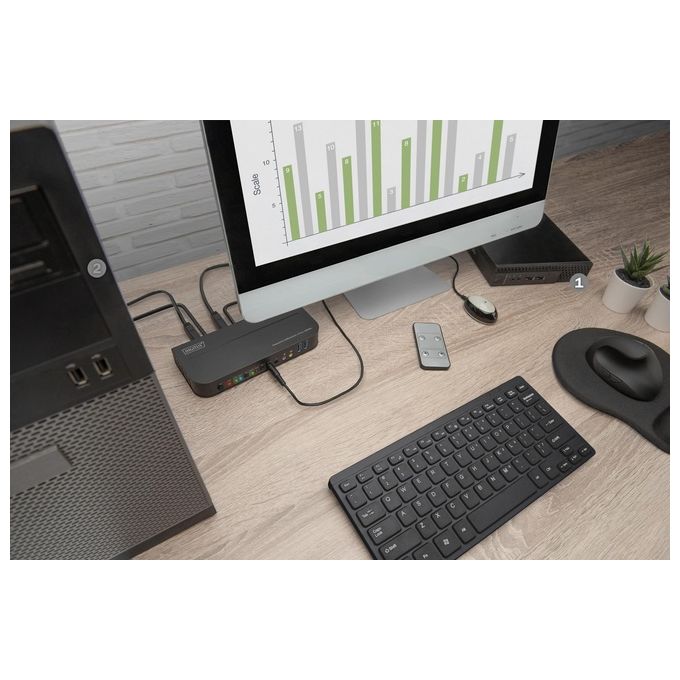 Digitus DS12850 Switch Kvm 2 Porte 4k60hz 2xDp In 1xDp-Hdmi Out