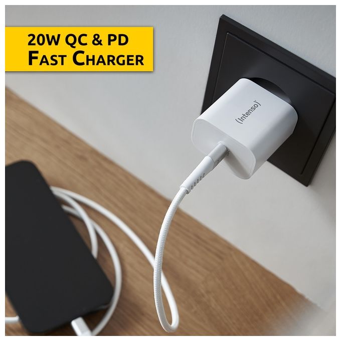Intenso Power Adapter W20C Caricatore USB-C da 20 Watt Bianco