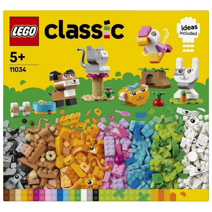 LEGO Classic 11034 Animali Domestici Creativi, Giocattolo per Bambini di 5+ Anni per Costruire Cane, Gatto e Altri Animali