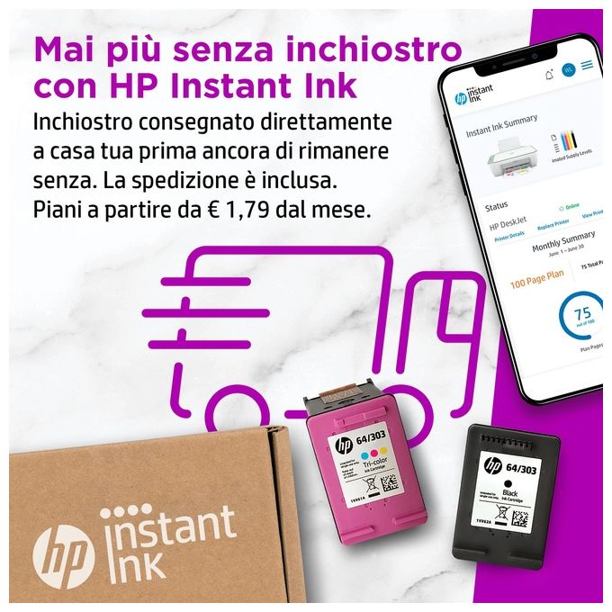 [ComeNuovo] HP DeskJet 2722e All-in-One  Stampante Multifunzione Getto Termico d'Inchiostro