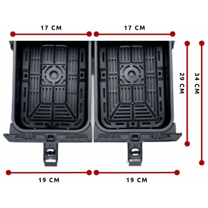 Ariete 4623-00 Friggitrice ad Aria 8 Litri Potenza 1700W con Doppio Cestello colore Nero Airy Fryer Dual