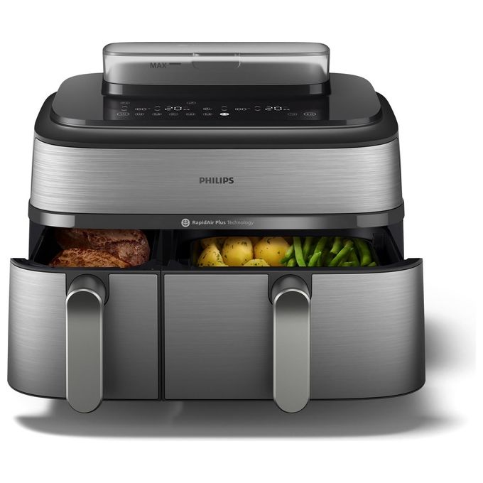 [ComeNuovo] Philips Airfryer Serie 5000 Friggitrice ad aria con doppio cestello 9.0 Litri e cottura a vapore