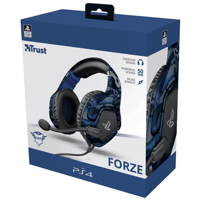Trust Gaming GXT 488 Forze Cuffie Gaming con Licenza Ufficiale PlayStation 4 Microfono Ripiegabile e Archetto Regolabile Blu