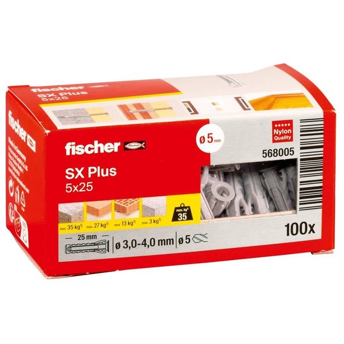 Fischer Tassello da Parete Plug SX 5x25 100 Pezzi