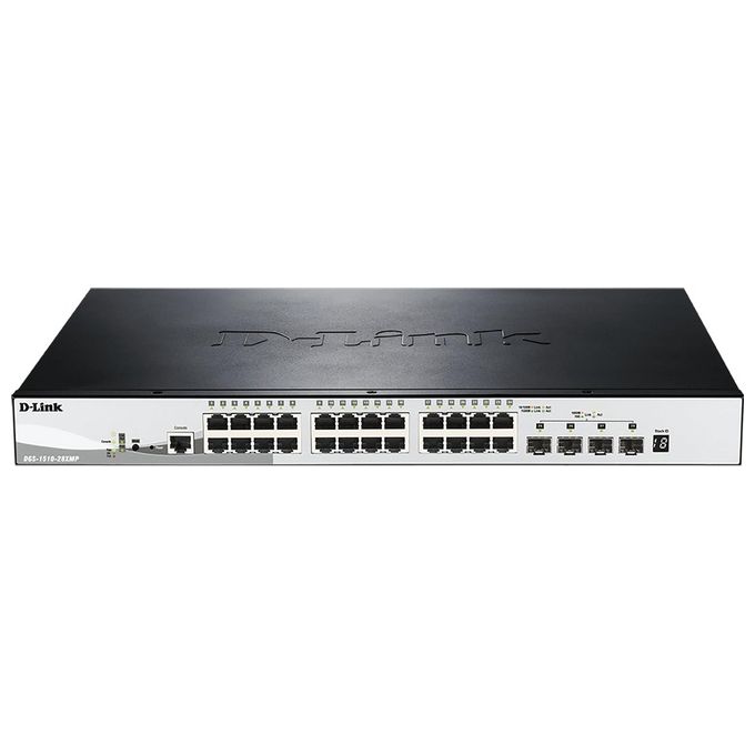 D-Link SmartPro DGS-1510-28XMP Switch L3 gestito 24 x 10-100-1000 (PoE+) + 4 x 10 Gigabit SFP+ desktop, montabile su rack PoE+
