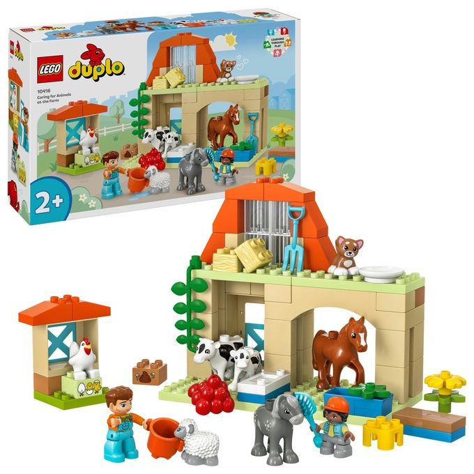 LEGO DUPLO 10416 Cura degli Animali di Fattoria Giocattolo, Gioco di Ruolo Educativo per Bambini 2+ con Figure Giocattolo