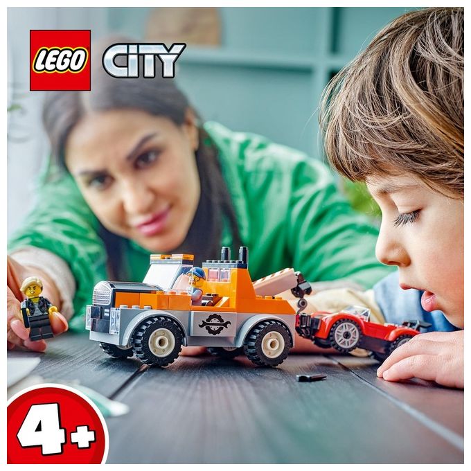 LEGO City Autogru' e Officina Auto Sportive Giocattolo Giochi Creativi da Meccanico per Bambini e Bambine da 4 Anni con Camion Carro Attrezzi e Macchina da Costruire Idea Regalo da Collezione 60435