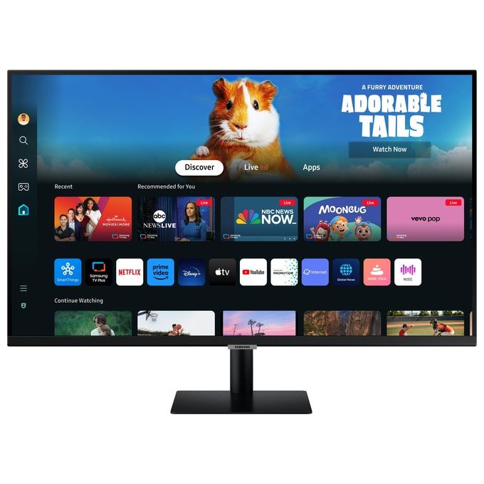 Samsung Smart Monitor M5  S27DM500 Nero - 27'' Display VA, FHD (1920 x 1080), 60Hz, 4ms, Inclinabile, 2 x HDMI (1.4), 2 x USB-A, Smart TV, Gaming Hub