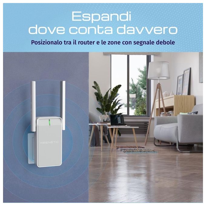 Keenetic Buddy 6 AX3000 Mesh Wi-Fi 6 Range Extender con Porta Gigabit Ethernet