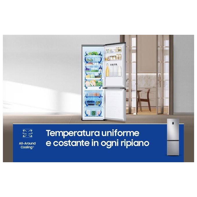 Samsung RB34C672DSA Frigorifero Combinato EcoFlex AI 344 Litri Classe D No Frost 185 cm All Around Cooling Silver Inox