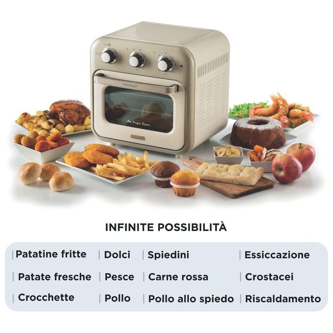 Ariete 4632-03 Friggitrice ad Aria Capacita' 16 Litri Potenza 1400 Watt con Funzione Rotisserie colore Beige