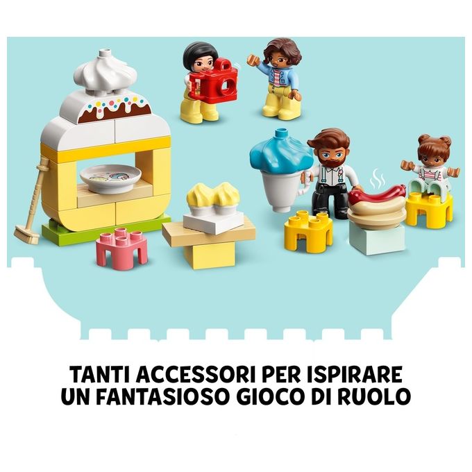 LEGO 10956 DUPLO Town Parco dei Divertimenti con Scivoli Giostra Ruota Panoramamica Treno e 7 Minifigure colore Multicolore