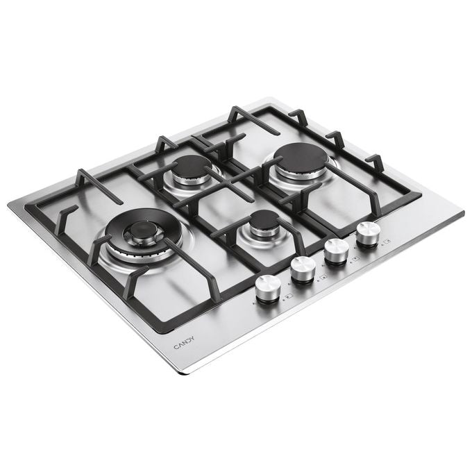 Candy Moderna CHG6D4WTX Piano Cottura Acciaio Inox da Incasso 59.5cm Gas 4 Fornelli