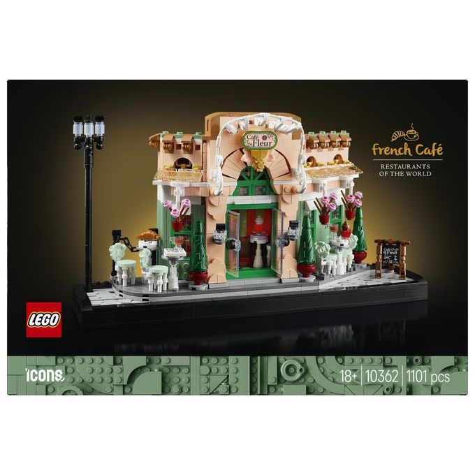 LEGO 10362 Icons Kit Modellismo Fai da Te per Adulti con Libreria Decorativa e Café Francese 1101 Pezzi colore Nero