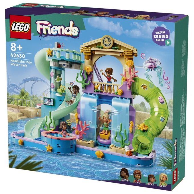 LEGO 42630 Friends Parco Acquatico di Heartlake City Giochi Creativi per Bambine e Bambini da 8 Anni in su da Costruire con Scivoli per l'Acqua 4 Personaggi e Accessori Idee Regalo di Compleanno