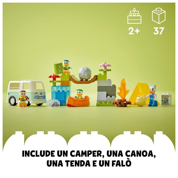 LEGO DUPLO Disney Topolino e i Suoi Amici 10997 Avventura in Campeggio con Camper Giocattolo e Paperina, Giochi per Bambini 2+
