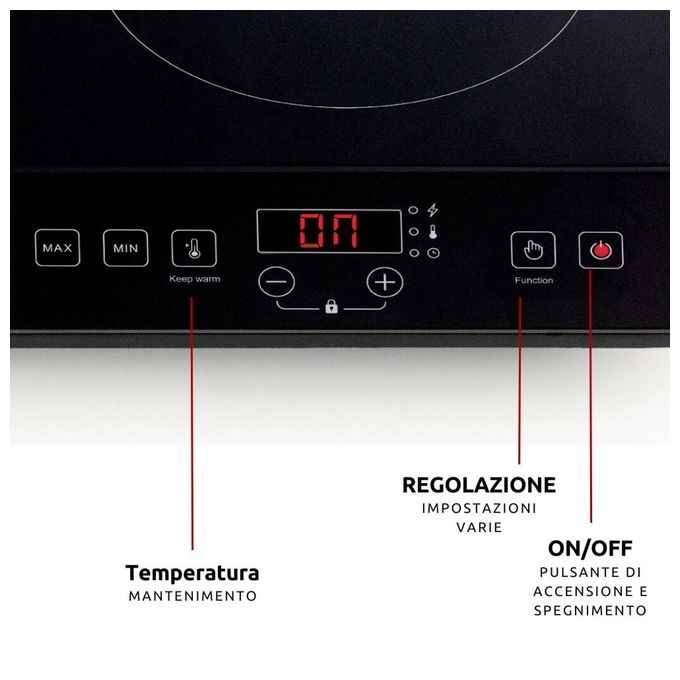Ariete 1998 - Piastra a Induzione doppia portatile in vetroceramica. 2000W+1500W 12 livelli di potenza 10 livelli di temperatura
