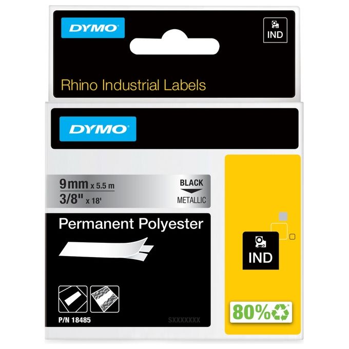 Dymo Nastro 9mmx5.5m Poliestere Ne Met