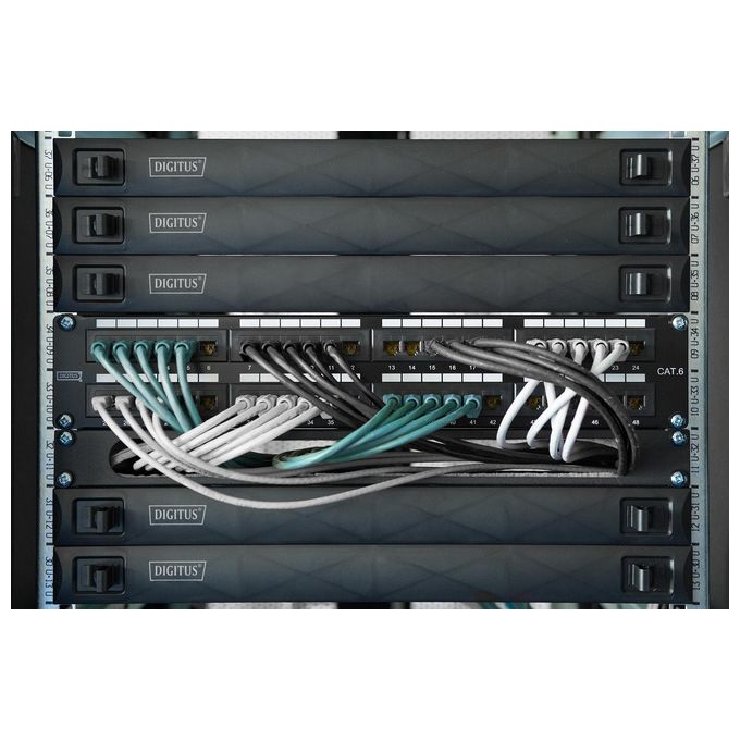 Digitus Modulo Keystone Cat 6a Schermato con Supporto dei Cavi Intelligente 48 Pezzi
