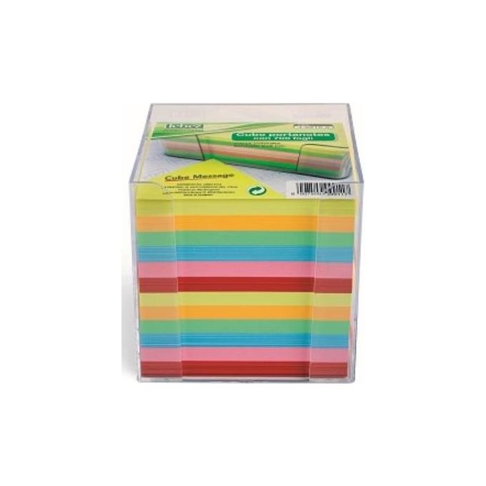 Lebez J9910-0 Blocco Carta Colorata Formato 9x9cm con Portanotes in Plastica