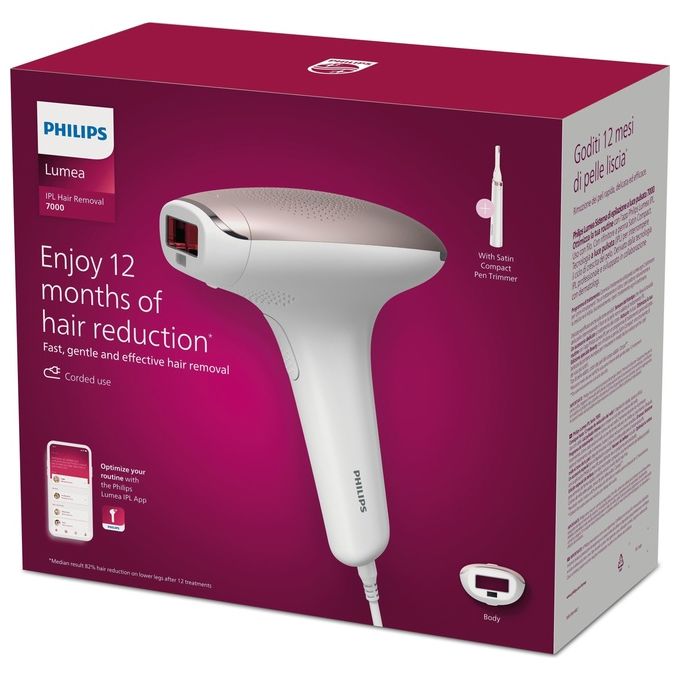 Philips Lumea Advanced BRI920 - Epilatore luce pulsata IPL, 5 livelli di intensita', testina corpo 4 cm² + testina sopracciglia, utilizzo su corpo e bikini, alimentazione da rete, sensore pelle, filtro UV, Colore bianco-rosa