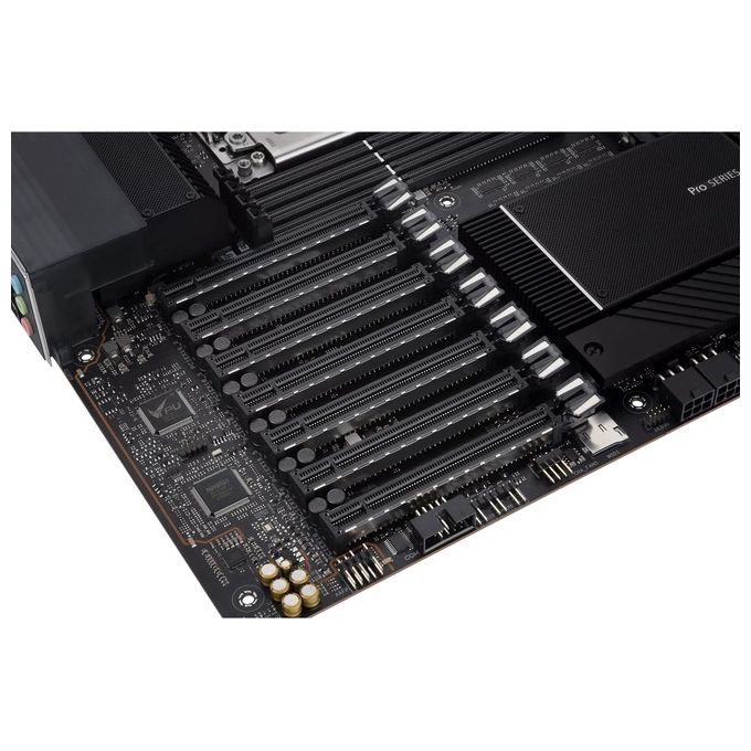 ASUS Pro WS WRX80E-SAGE SE WIFI Scheda Madre, EATX, AMD WRX80, Socket sWRX8, 8 Slot DIMM DDR4, 7 x PCIe 4.0, 3 x M.2, 8 x SATA, Intel WiFi 6, 10Gb LAN, Realtek 7.1 Surround, USB-C 3.2 Gen 2x2, Nero