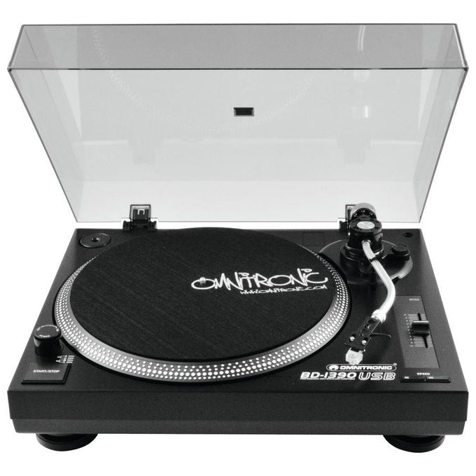 Omnitronic Bd-1390 Piatto per Dj con Trasmissione a Cinghia Nero