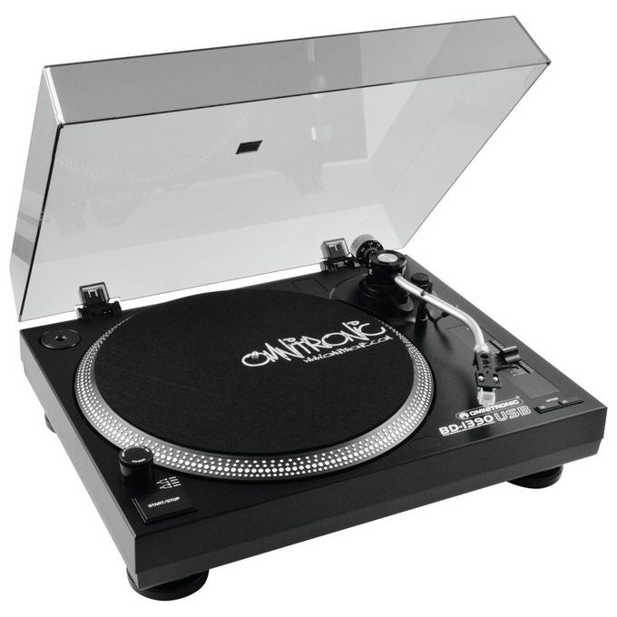 Omnitronic Bd-1390 Piatto per Dj con Trasmissione a Cinghia Nero