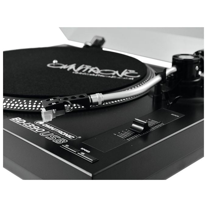 Omnitronic Bd-1390 Piatto per Dj con Trasmissione a Cinghia Nero