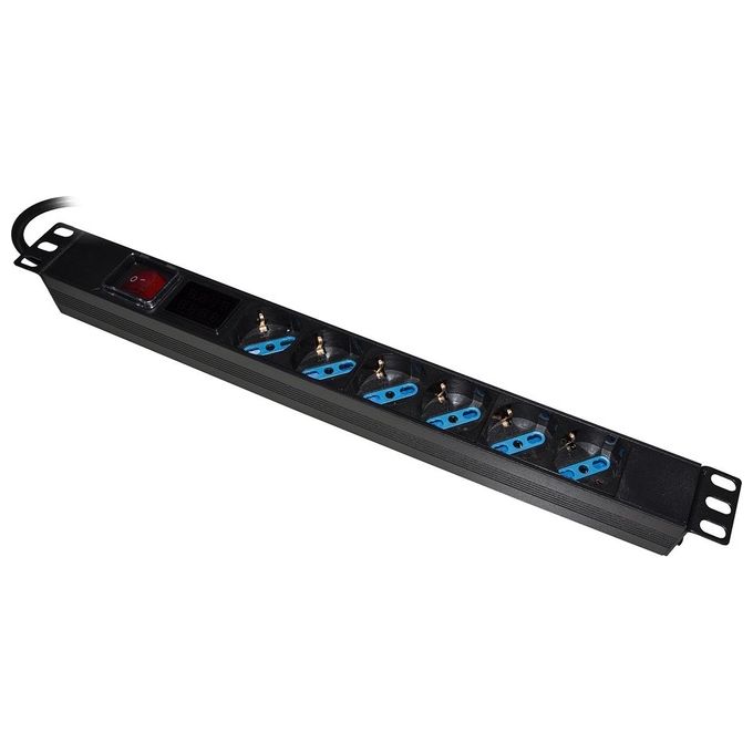 Link multipresa 6 prese rack 19'' con display per il carico dei dispositivi collegati