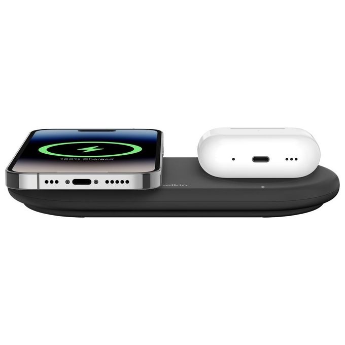 Belkin BoostCharge Pro Tappetino di Ricarica Wireless 2 in 1 con Tecnologia Magnetica Qi2 15W