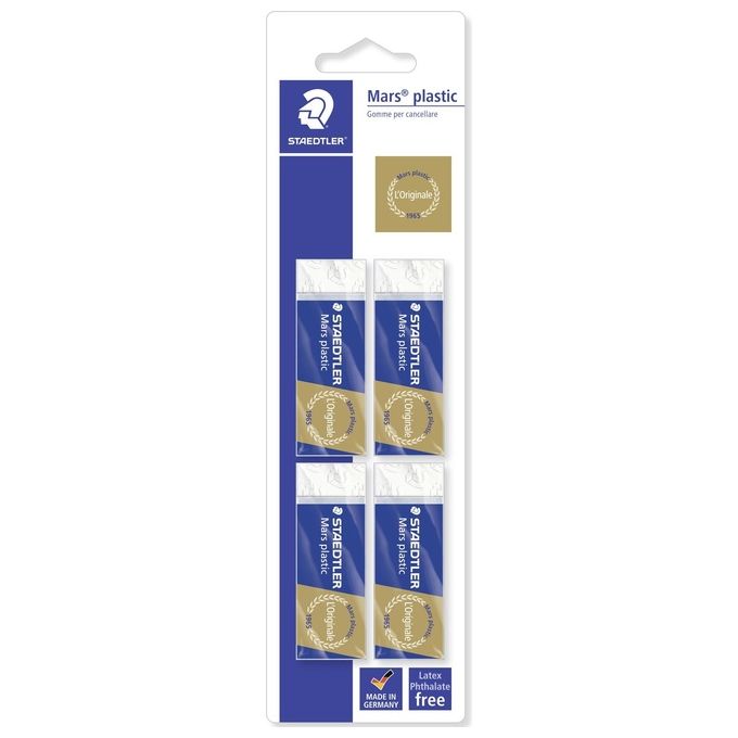 Staedtler Confezione 4 Gomme Cancellatura mars Plastic 65x23x13 mm
