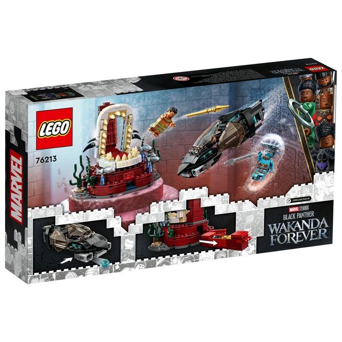 Lego 76213 Marvel La stanza del trono di Re Namor Set da costruzione Black Panther Wakanda Forever 3 Minifigure Shuri Attuma Re Namor
