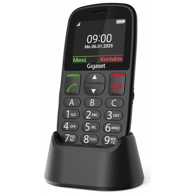 Gigaset GL395 Telefono Cellulare per Anziani Nero Sim Singola Tasto SOS
