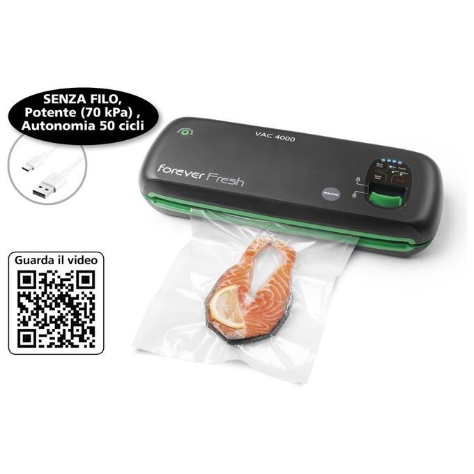 Macom Forever Fresh Vac 4000 Macchina Sottovuoto Cordless con Barra Sigillante da 28cm