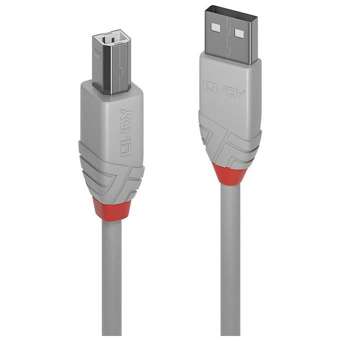 Lindy Anthra Line Cavo Usb 5mt 2.0 Usb A Usb B Grigio