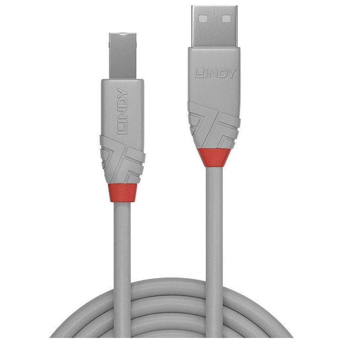 Lindy Anthra Line Cavo Usb 5mt 2.0 Usb A Usb B Grigio