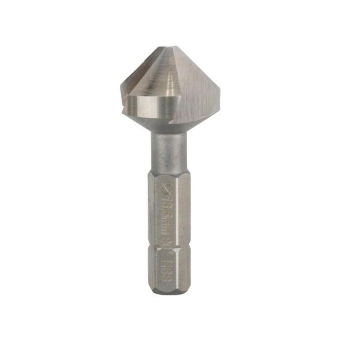 Bosch 2608596408 Svasatore Conico HSS con Codolo Esagonale 16,5 mm M 8 1-4'' 3 Taglienti 90° DIN 335 colore Nero
