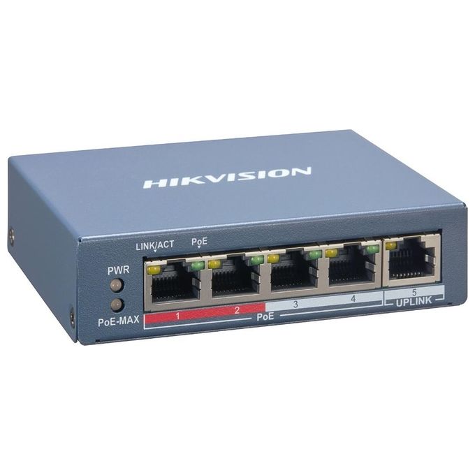 Hikvision Digital Technology DS-3E1105P-EI Switch di Rete Fast Ethernet 10-100 Supporto Power Over Ethernet Blu