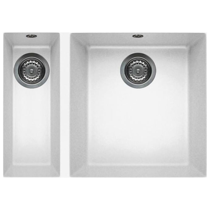 Elleci LKQ15096BSO Quadra 150 Lavello Keratek 2 Vasche 59 cm Bianco