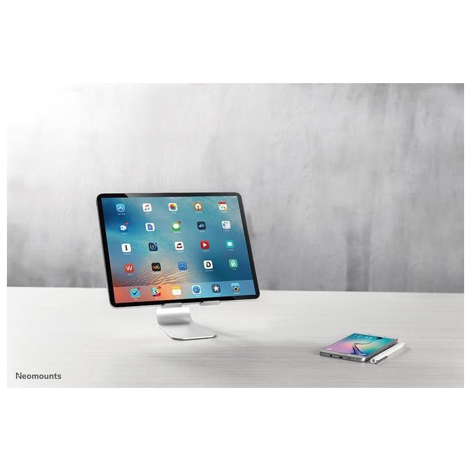 Neomounts DS15-050SL1 Supporto per Tablet Universale fino a 11'' Inclinazione Regolabile 0 - 90° Gestione Cavi Colore Argento