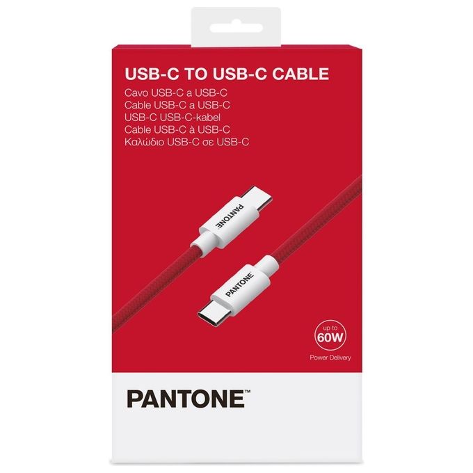 Pantone Cavo USB-C a USB-C con Connettore Reversibile per Ricarica Veloce Rosso