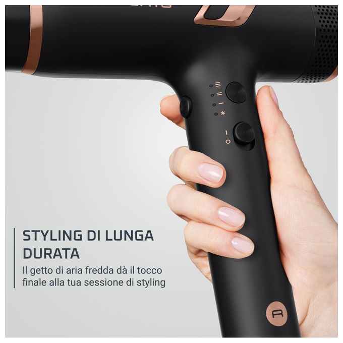 Rowenta HY8310 Asciugacapelli Phon Potenza 1700W 3 Velocita' 3 Temperature colore Nero Nano
