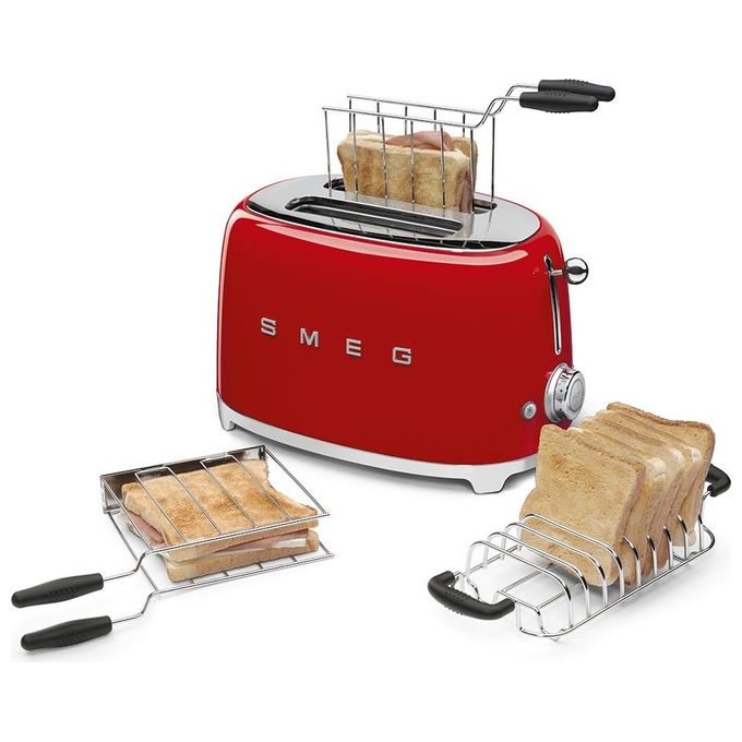 Smeg TSF01RDEU Estetica 50's Style Tostapane 2 Fette 6 Livelli di Doratura Rosso
