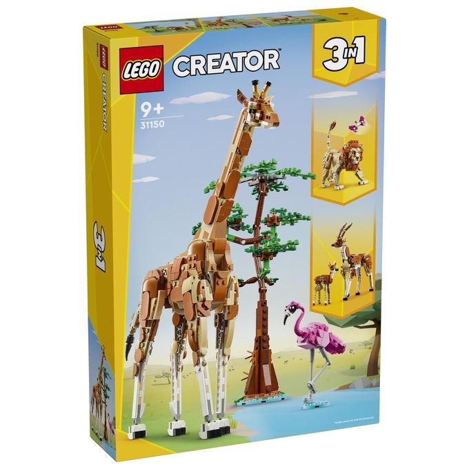 LEGO Creator 31150 3in1 Animali del Safari, Giocattolo Trasformabile da Giraffa in 2 Gazzelle o Leone , Giochi per Bambini 9+