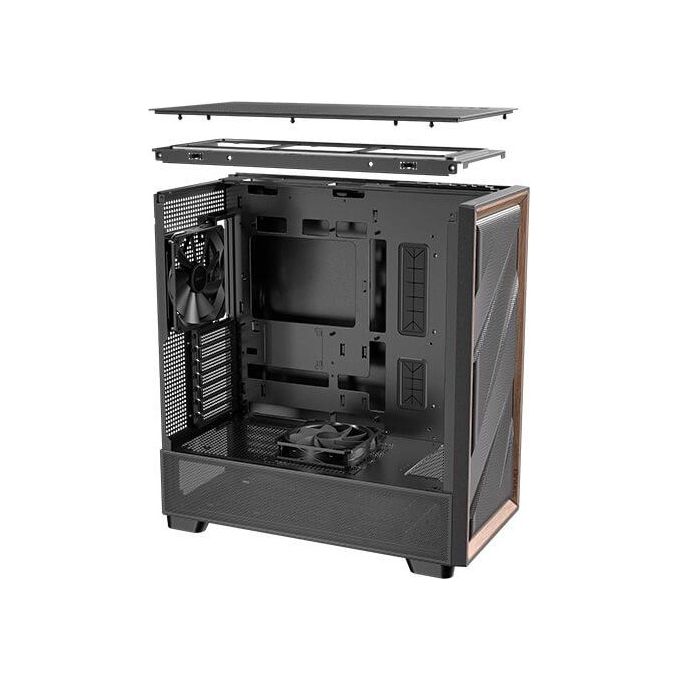 Antec Flux Wood 5 Ventole Pwm Incluse Pannello Frontale ad Alto Flusso d'aria con Legno di Noce Type-C Radiatore da 420mm e Supporto per Scheda Madre con Connessione Posteriore